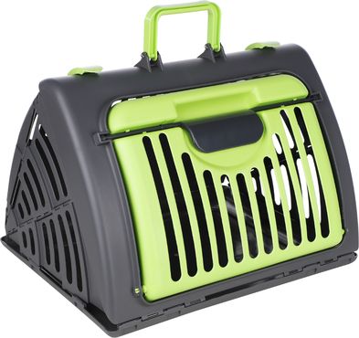 Transportbox für Haustiere klappbar 46 x 37 x 35cm schwarz grün